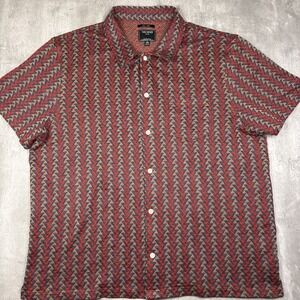 Todd Snyder Italian Fabric Short Sleeve Knit Shirt Geometric Linen Size XXL EUC